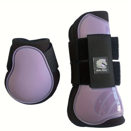 Horse Boots Set of 4 – Open Front Tendon & Fetlock Leg Protection Boots, PU Neoprene Splint Boots for Training, Racing, Riding & Jumping, Full, COB & Pony Sizes, 10 Colors