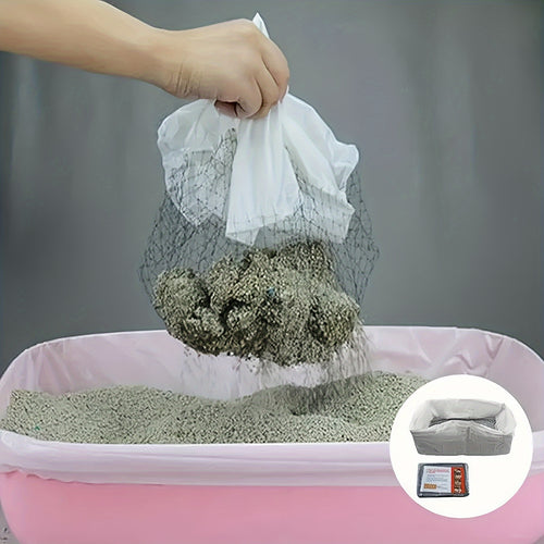 Cat Litter Filter Bags 10-Pack – Reusable Washable Mesh Sifting Bags for Litter Box, Quick-Clean Cat Litter Strainer Net, Easy Scooping Accessory for Indoor Cats, 47x36x17cm