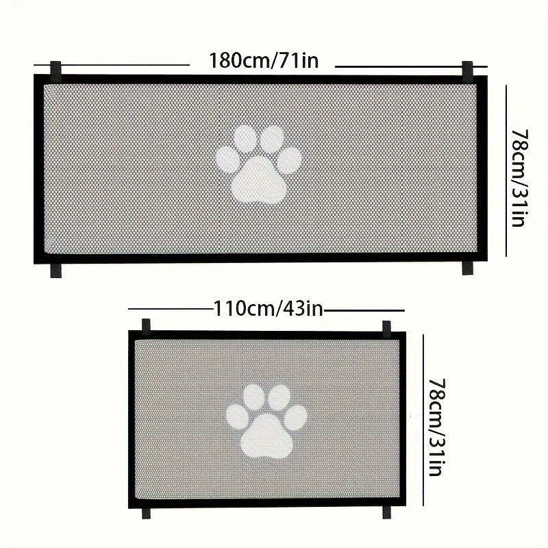 Pet Gate Folding Mesh Dog Safety Fence Isolation Net - Portable Collapsible Pet Barrier for Doorways Stairs Cars, Indoor Outdoor Dog Cat Protection Gate, Small Large Size Available