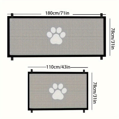Pet Gate Folding Mesh Dog Safety Fence Isolation Net - Portable Collapsible Pet Barrier for Doorways Stairs Cars, Indoor Outdoor Dog Cat Protection Gate, Small Large Size Available