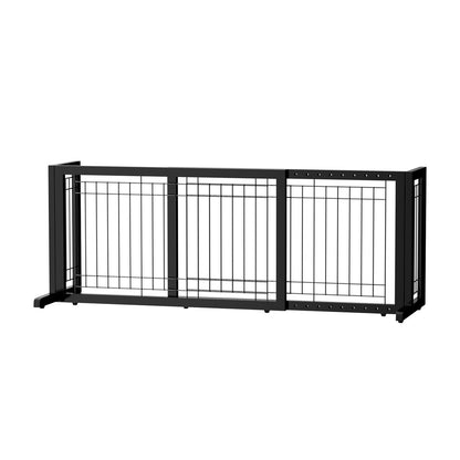 Freestanding Pet Gate for Dogs & Cats - Solid Wood Dog Gate for House, Adjustable 40" to 71" Wide, Indoor Dog Fence for Doorways Stairs Hallways, No-Drill Extra Wide Baby Gate