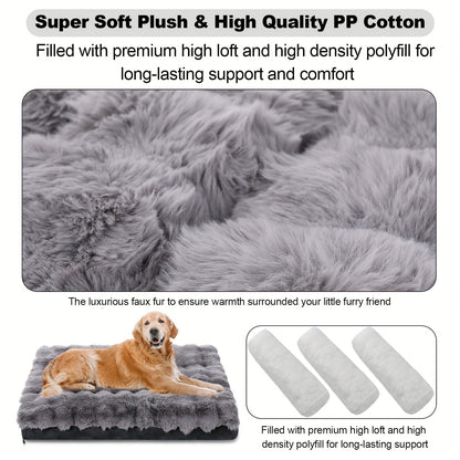 Orthopedic Dog Bed for Large Dogs - XL XXL Memory Foam Pet Bed with Removable Washable Cover, Anti-Slip Base, Faux Fur Kennel for Joint Relief, Machine Washable, Dirt-Repellent, Small Medium Large XLarge