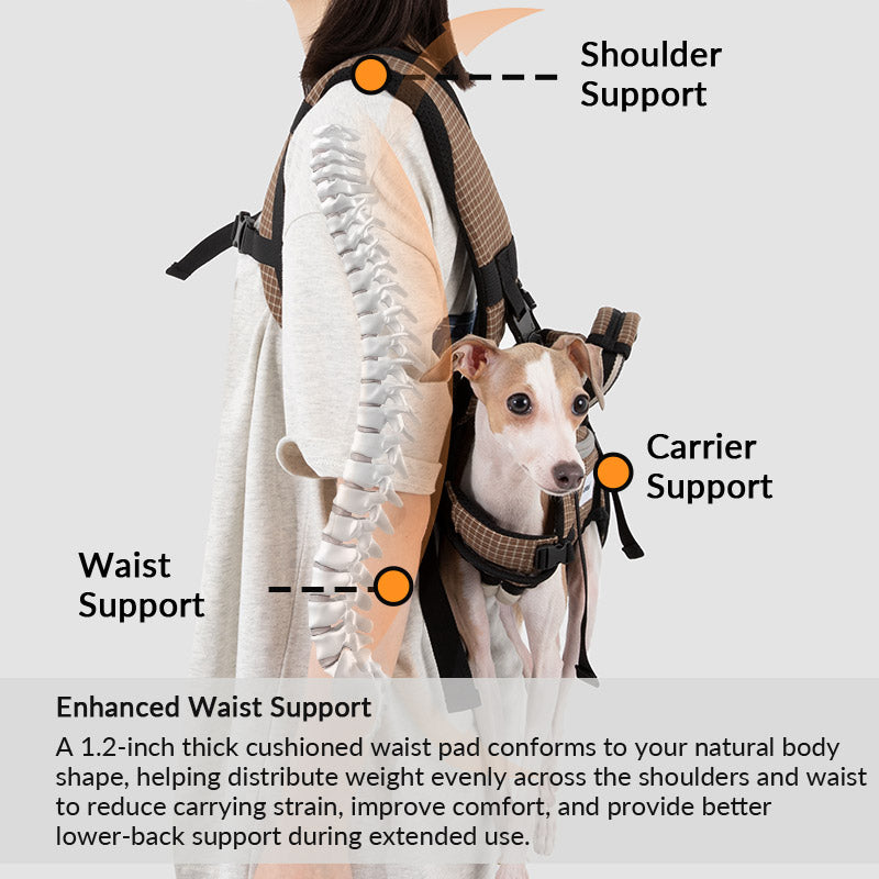 Dog Carrier Backpack for Cool, Comfortable Walks, Travel and Hiking with Four-Leg-Out Airflow