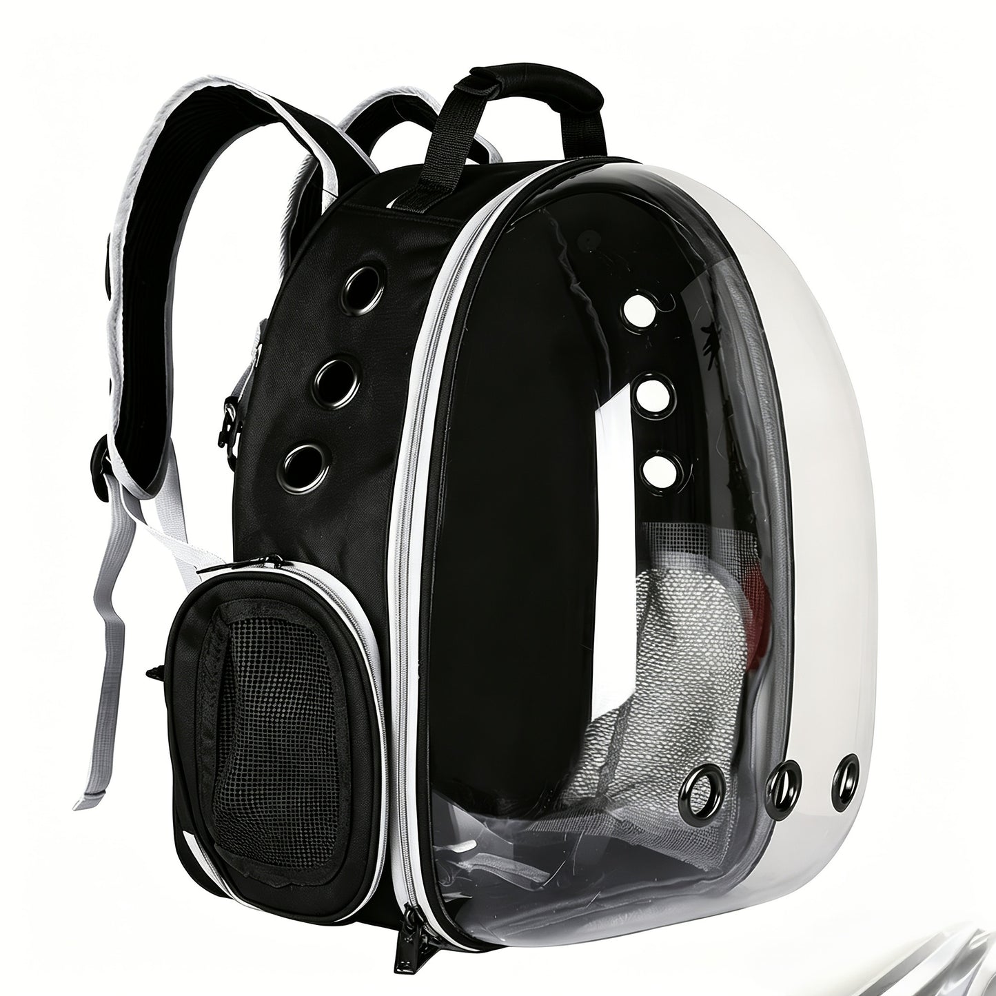 Space Capsule Pet Backpack Carrier for Cats & Small Dogs - Portable Double Shoulder Bag with Bubble Window, Breathable Lightweight Travel Backpack for Pets, Hands-Free Cat Carrier Bag, Black