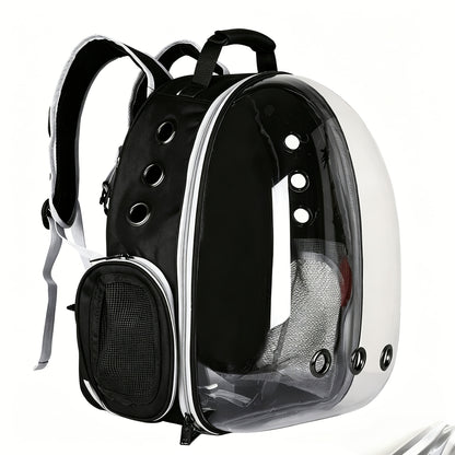 Space Capsule Pet Backpack Carrier for Cats & Small Dogs - Portable Double Shoulder Bag with Bubble Window, Breathable Lightweight Travel Backpack for Pets, Hands-Free Cat Carrier Bag, Black