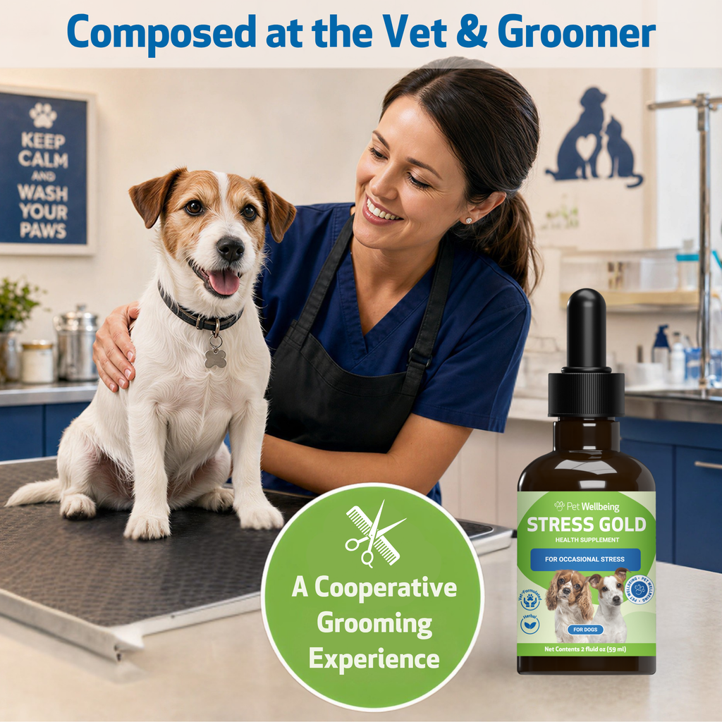 Dog calming supplement for occasional stress support during travel, loud noises, vet visits, and changes