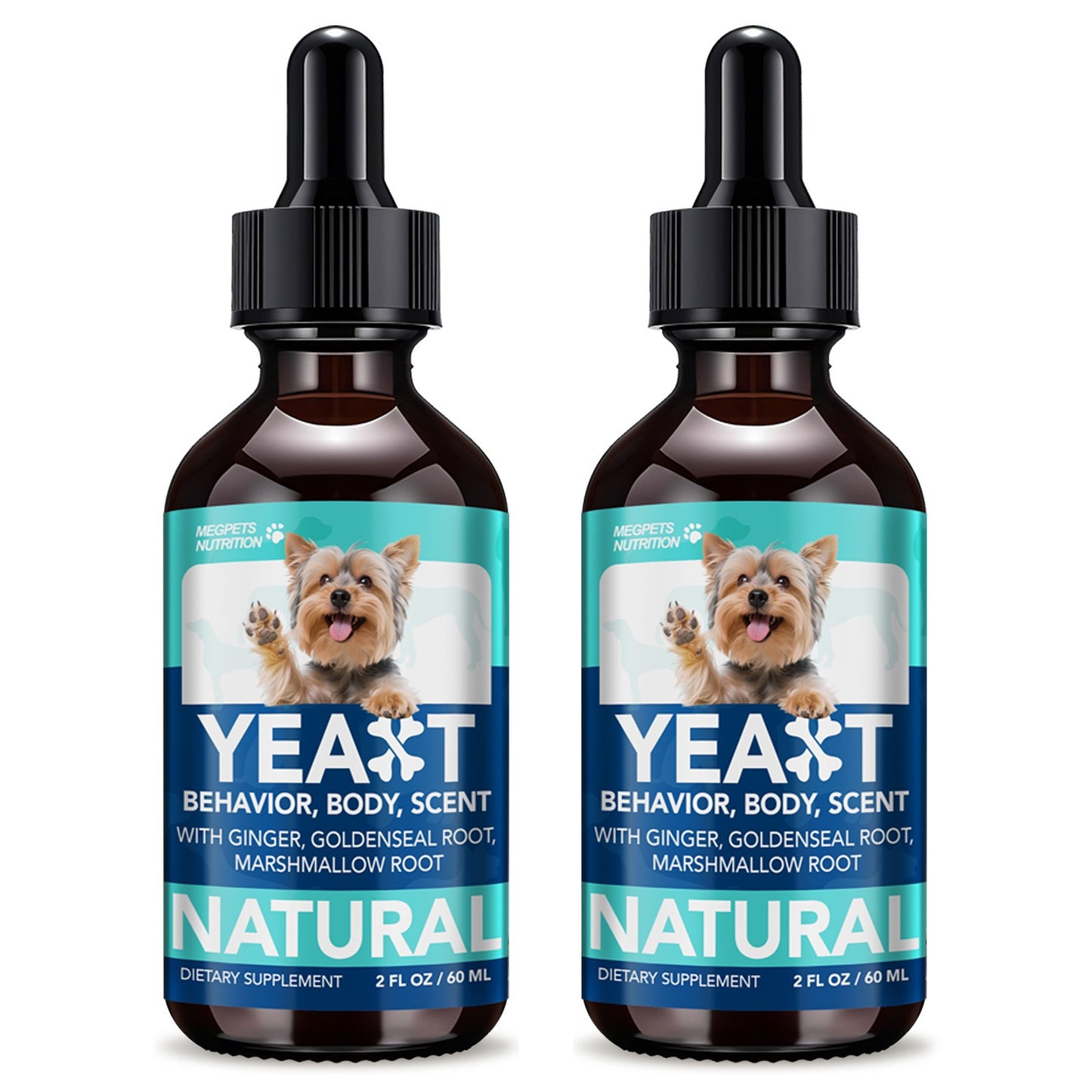 Yeast Supplement Drops for Dogs & Cats – No Odor Formula with Pau D’Arco Bark & Goldenseal Herb Liquid Extract | Easy-to-Use Pet Antifungal Support, 2 Fl Oz (60ml)