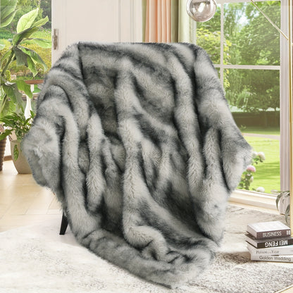 Faux Fur Throw Blanket 1060GSM Luxury - Super Soft Reversible Plush Mink Blanket for Bed Couch Sofa, Oversized Heavy Weight Cozy Blanket, Leopard Animal Print & Solid Colors, Throw & Twin Size