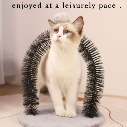 Cat Arch Self-Grooming Toy with Massage Bristles – Interactive Scratch & Groom Station for Cats and Kittens, Stimulating Rubbing Arch, Stress Relief & Hair Removal