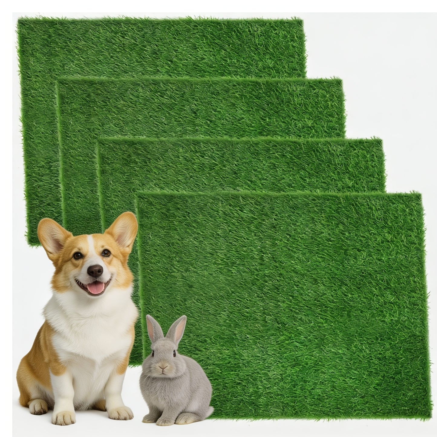 Dog Potty Training Grass Mat - 2 Pack Washable Artificial Turf Pad with Odor Control & Drainage, Reusable Indoor Outdoor Pet Pee Mat for Puppies & Adult Dogs