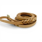 Dog Leash, 5-Foot Braided Leather Lead for Training and Everyday Walks, Natural Veg Tan Leather and Brass Hardware