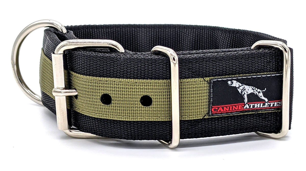 Canine Athletes Pro- HD 2" Dog Heavy Duty Working Collar Black Green