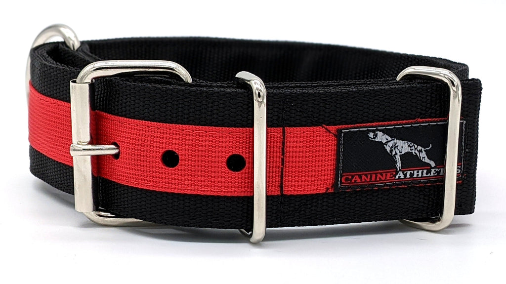 Canine Athletes 2" Pro- HD Heavy Duty Working Dog Collar Black Red