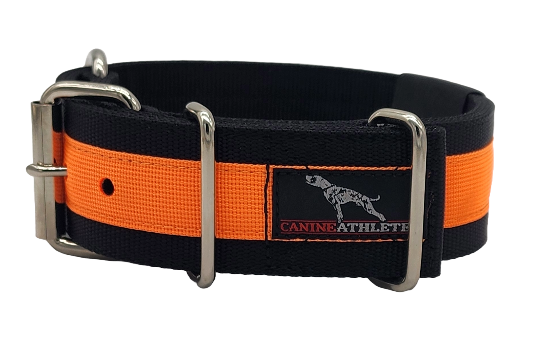 Canine Athletes 2" Pro-HD Heavy Duty Working Dog Collar Black Orange