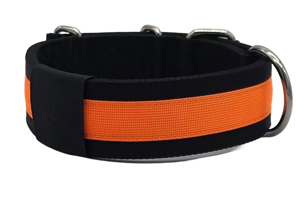 Canine Athletes 2" Pro-HD Heavy Duty Working Dog Collar Black Orange Back 1