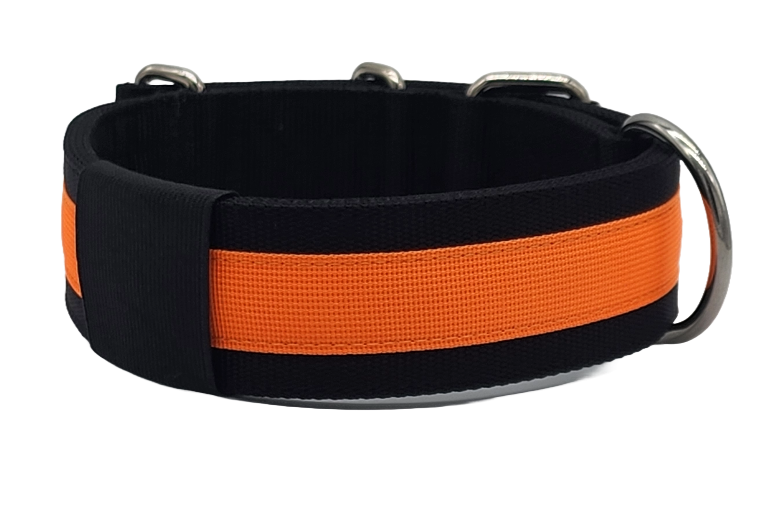 Canine Athletes 2" Pro-HD Heavy Duty Working Dog Collar Black Orange Back 1