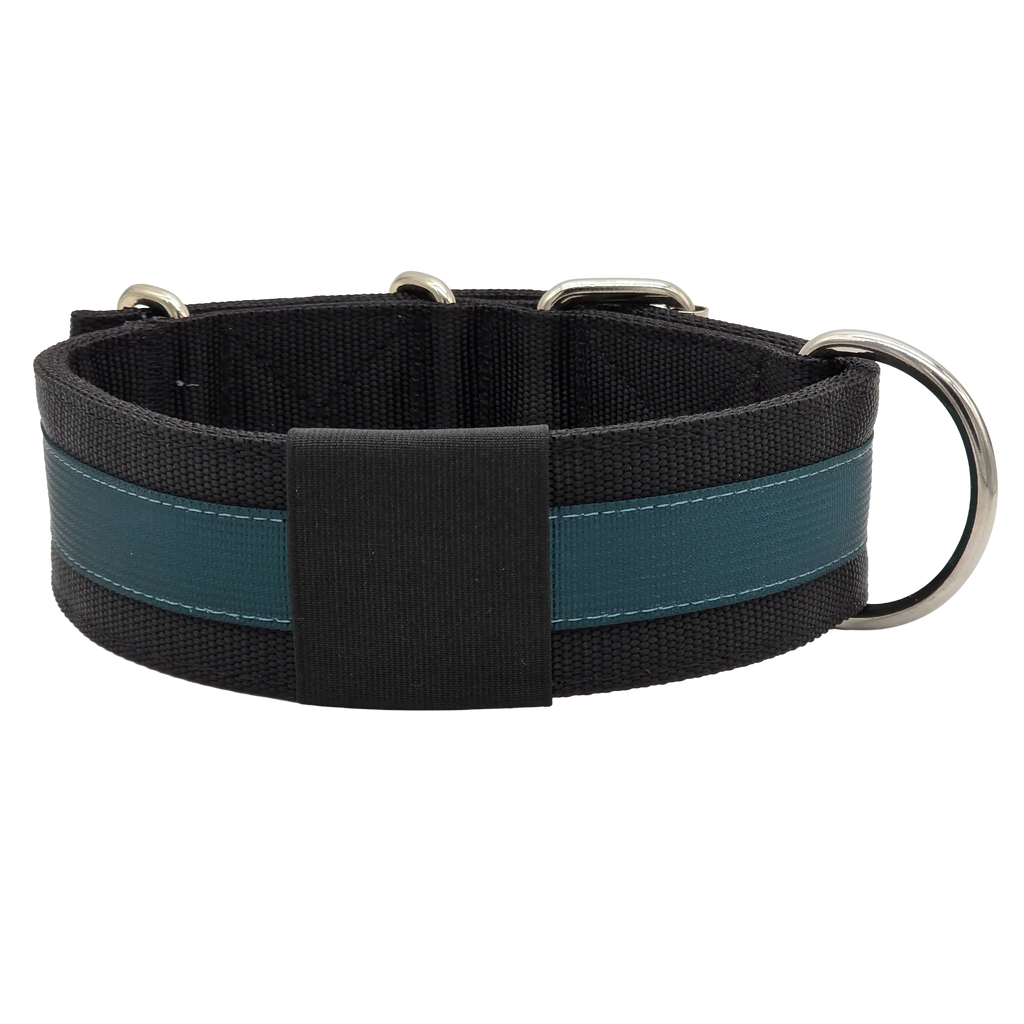 Canine Athletes 2" Pro-HD Heavy Duty Working Dog Collar Black Teal Back
