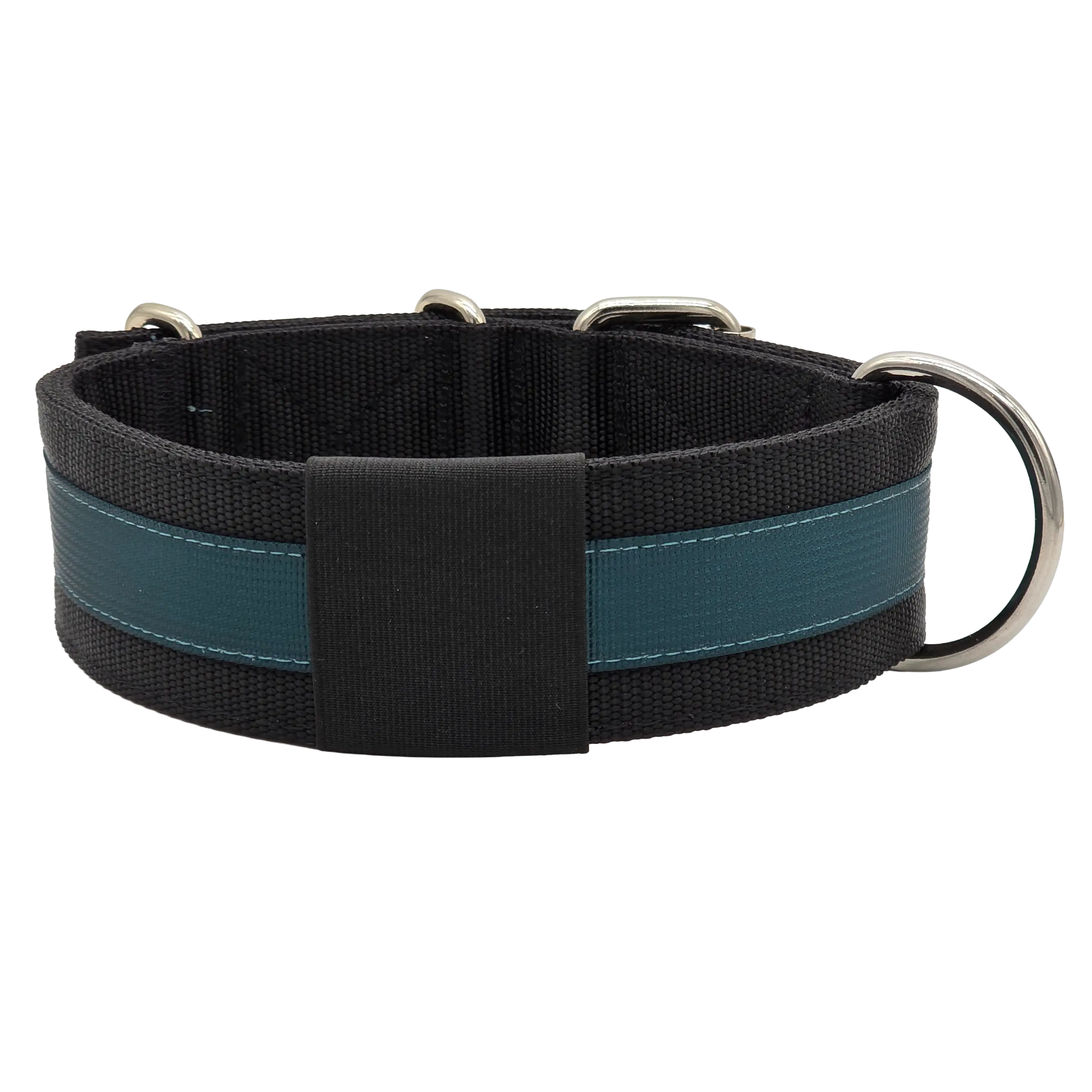 Canine Athletes 2" Pro-HD Heavy Duty Working Dog Collar Black Teal Back