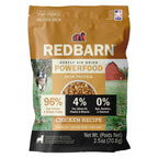 Redbarn Powerfood dog food package with a red barn and dog on a white background