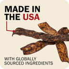 Redbarn Bully Slice Treat with 'Made in the USA' and 'globally sourced ingredients' text on a beige background
