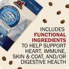 Redbarn pet food package with text about functional ingredients on a white background