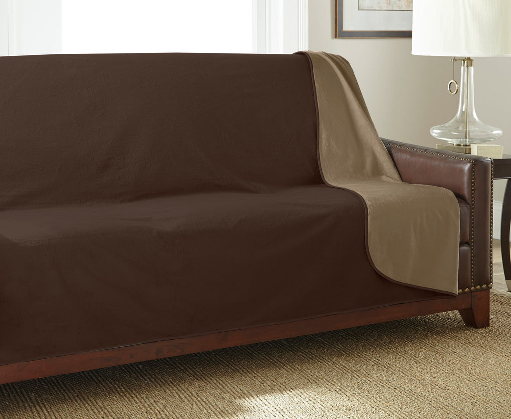 Silky Waterproof Pet Protection Throw, Chocolate/Cappuccino / Long/Sofa (70 x 120)