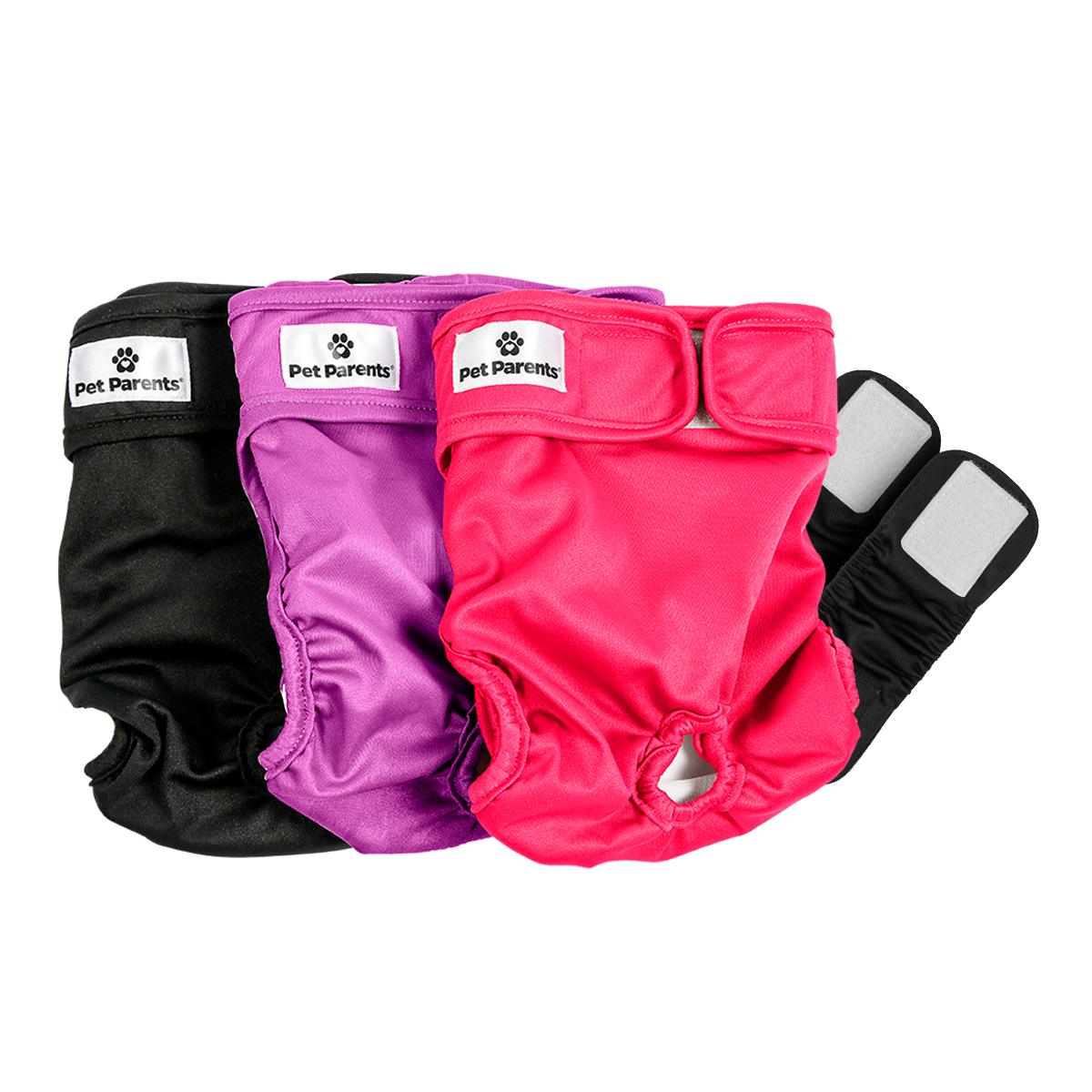 Washable Dog Diapers, Princess (Pink + Purple + Black) / Extra Small ( 4-10")