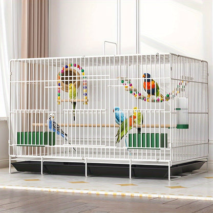 Bird Cage Large Foldable Metal - Escape-Proof Indoor Aviary for Pigeons Parrots & Small Birds with Perches, Feeding Box & Drinking Fountain - Spacious Breeding House & Decorative Pet Bird Enclosure 20 Inch