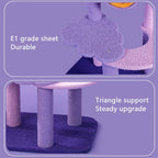 Moonlight Cat Tree with E1 grade sheet, durable construction, and triangle support