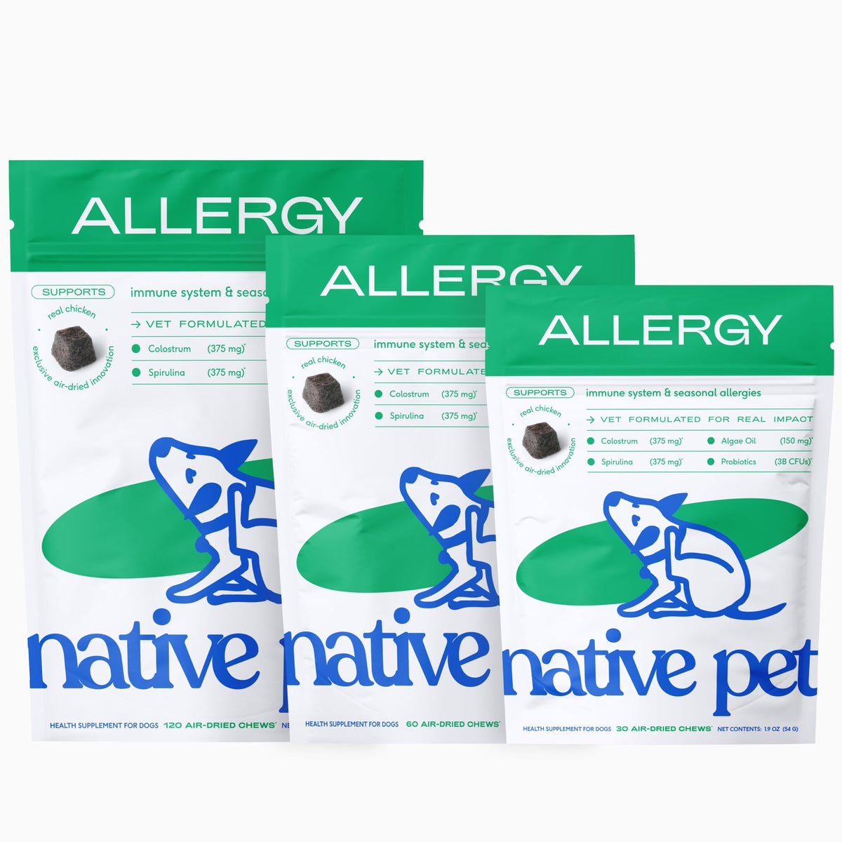 Native Pet Allergy Chews for Dogs - Product Sizes
