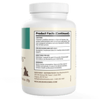 White Real Mushrooms supplement bottle with a label showing product facts, cautions, directions, and distributor details for Pet Defenders™ Organic Mushroom Blend Capsules for Pets, featuring organic mushroom extracts for immune support.
