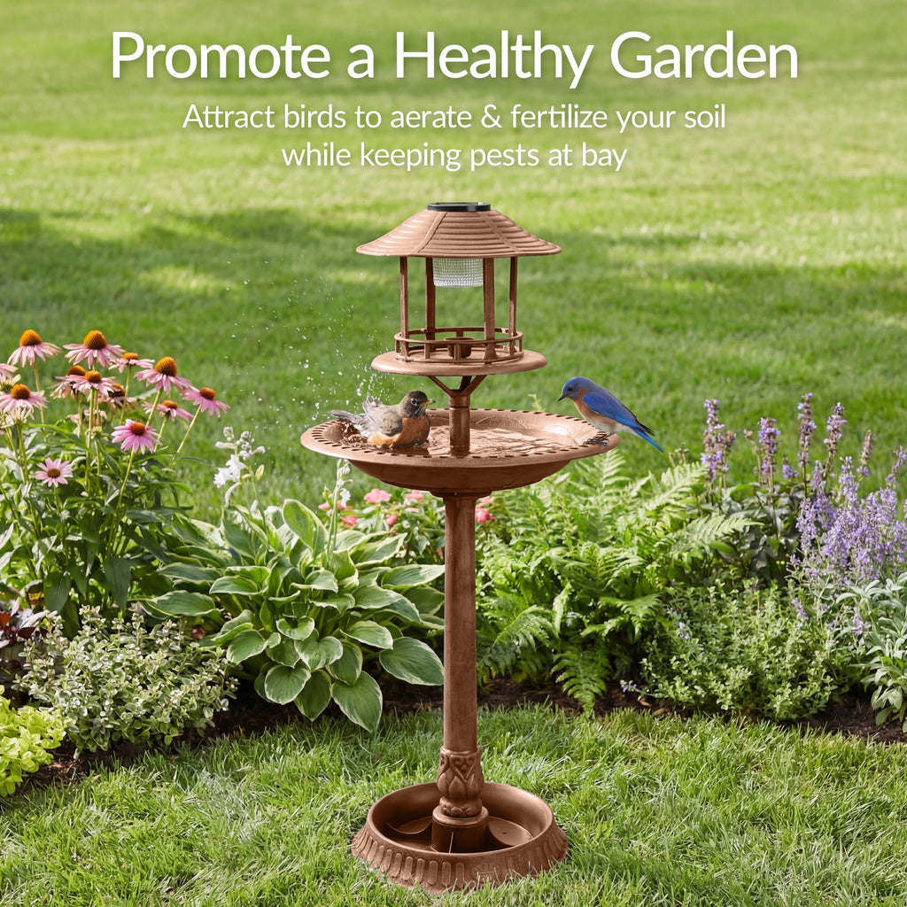 Solar Lighted Pedestal Bird Bath product image 21