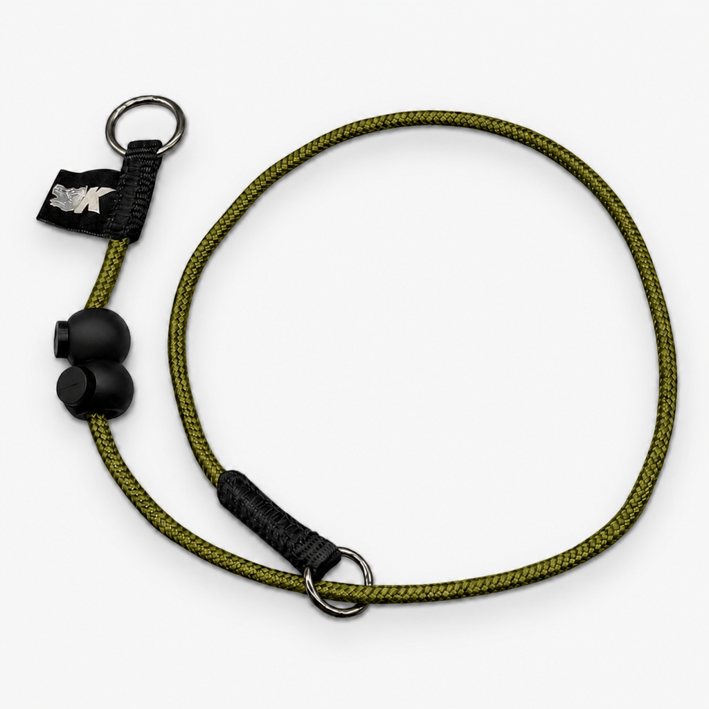 Rope Slip Dog Collar, Army Green / Standard