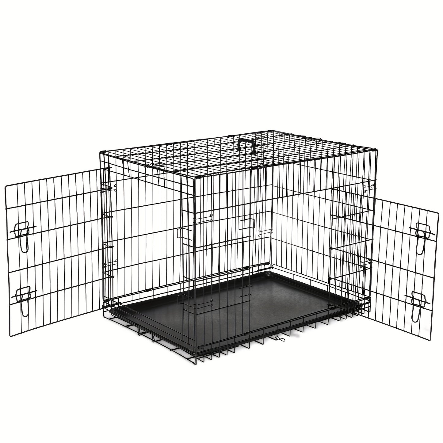 Dog Crate with Divider Panel & Double Door - Folding Metal Wire Dog Cage with Leak-Proof Tray, Indoor Outdoor Travel Pet Kennel for Small Medium Large Dogs, 5 Sizes