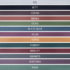 Color chart for the Everest E Collar Strap by Hoot & Co showing various color options and swatches.