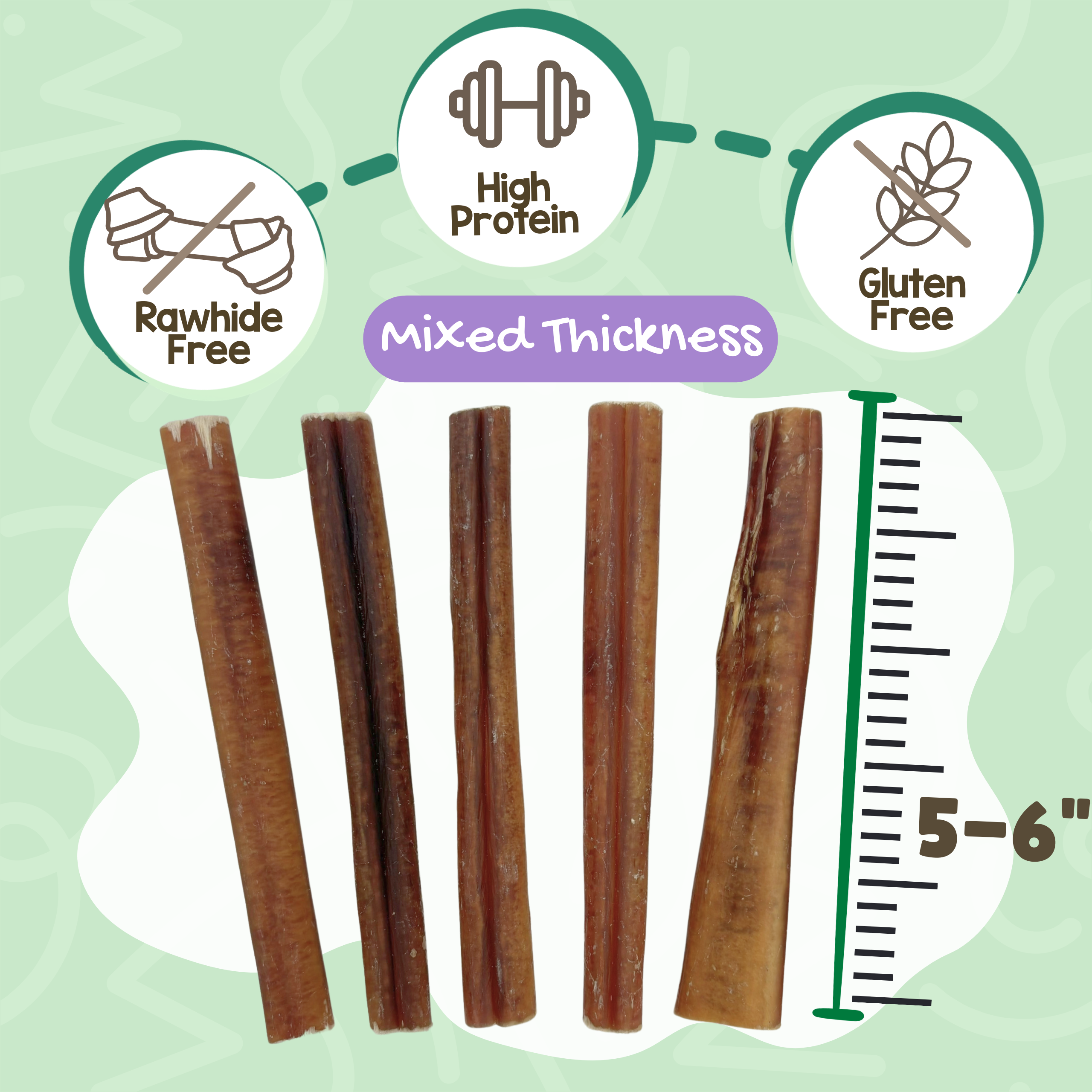 Mixed-Thickness 5–6 Inch Beef Bully Sticks product image 2