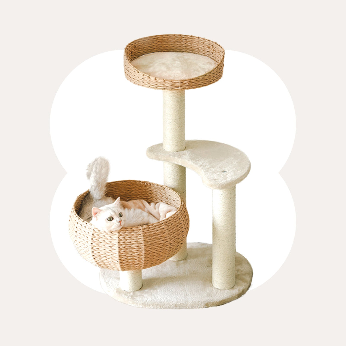 Three-Tier Rattan Bowl Cat Tree product image 1