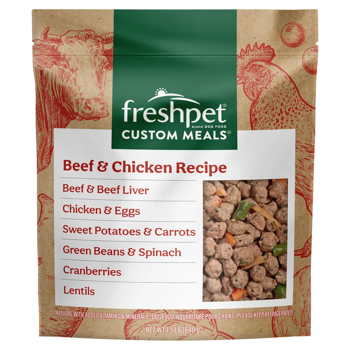 Fresh Beef and Chicken Dog Food, Dog Meal