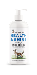 Dr. Harvey's Health & Shine Wild Caught Omega-3 Fish Oil pump bottle for dogs, 16 fl oz