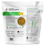 Dr. Harvey's Specialty Diets Limited Ingredient Turkey Recipe dog food bag back panel with ingredients and feeding guide