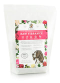 Dr. Harvey's Raw Vibrance grain-free dog food base mix, 3 lb bag with floral design and basset hound illustration