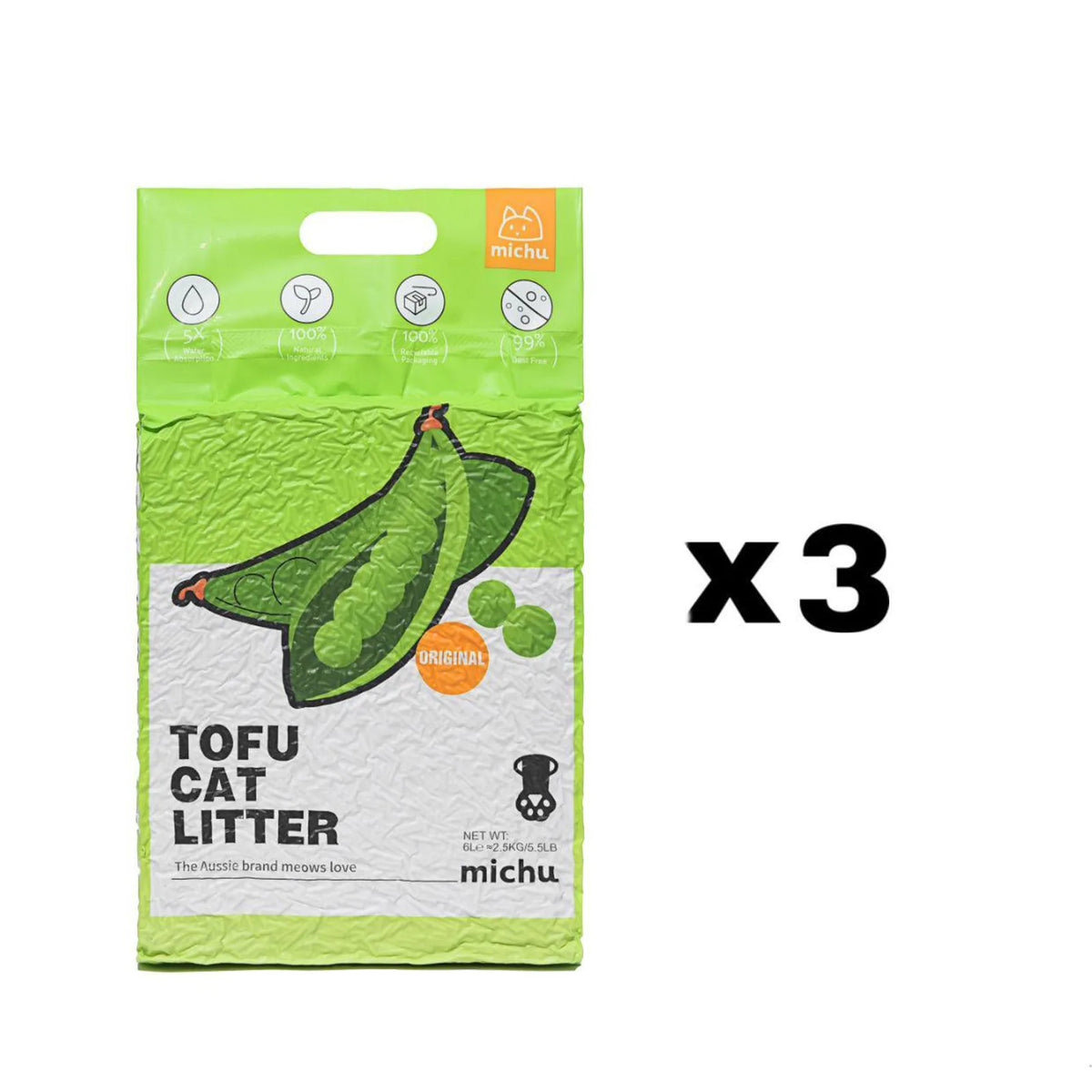 Michu Natural Clumping Tofu Cat Litter 5.5lb/88oz product image 20