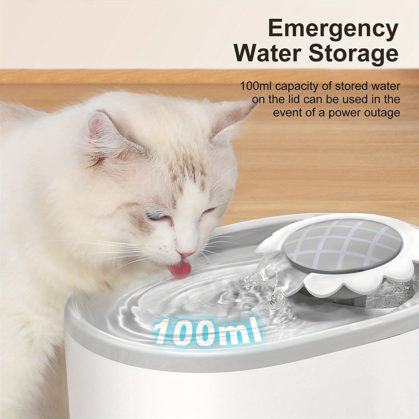 Automatic Pet Water Fountain 2L / 67oz - Ultra-Quiet Pump, Visible Water Level Window, Cat & Dog Water Dispenser, Safe BPA-Free Design, Filter Included, No Battery Required, PETNC010GW