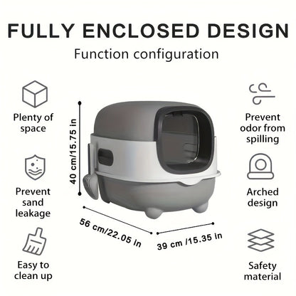 Enclosed Cat Litter Box with Odor Control - Foldable Top Entry Design, Splash-Proof Walls, Compact Size for Small Spaces, Suitable for Kittens and Adult Cats