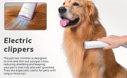 Dog Grooming Vacuum Kit 4-in-1 – Pet Hair Vacuum with Electric Clipper, Grooming Brush & Deshedding Tools, 2.5L Large Dust Cup, 10kPa Suction, Low Noise, 4 Comb Sizes (Model G2-W2)