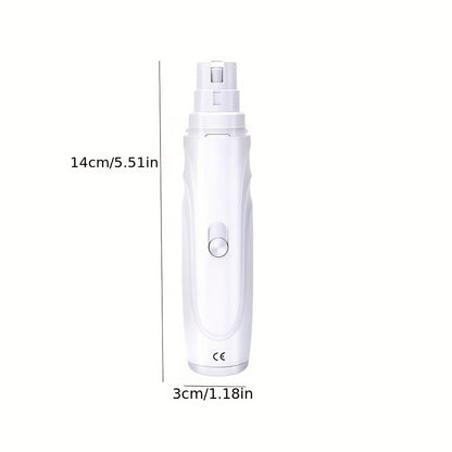 Electric Pet Nail Grinder 2-Speed 3-Port - Rechargeable Quiet Dog Cat Nail Trimmer with 3 Hour Battery Life, Painless Paw Nail Polisher for Small Medium Large Dogs All Breeds, White