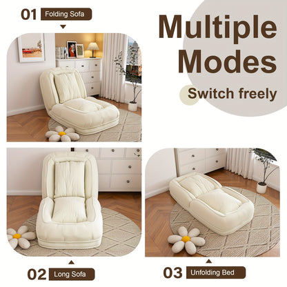 Human Dog Bed for Adults & Pets – Foldable Lazy Sofa Bed with 5 Adjustable Positions, High-Resilience Sponge, Breathable Corduroy, 2 Soft Pillows, Bedroom Living Room Reading Corner