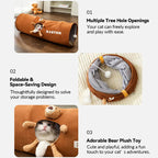 Cat Tunnel Toy for Curious Cats, Foldable Play Tunnel with Peephole and Hanging Plush Ball for Daily Play