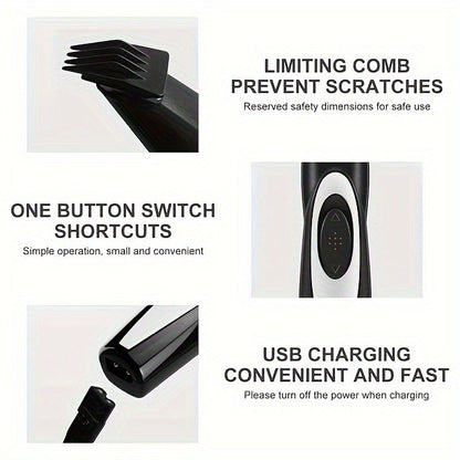Pet Detail Trimmer Cordless USB Rechargeable - Ceramic Blade Precision Clipper for Dogs Cats Face Paws Ears Eyes Tail, Quiet Low Noise Mini Grooming Tool for Small Areas, Includes Brush & Lubricant