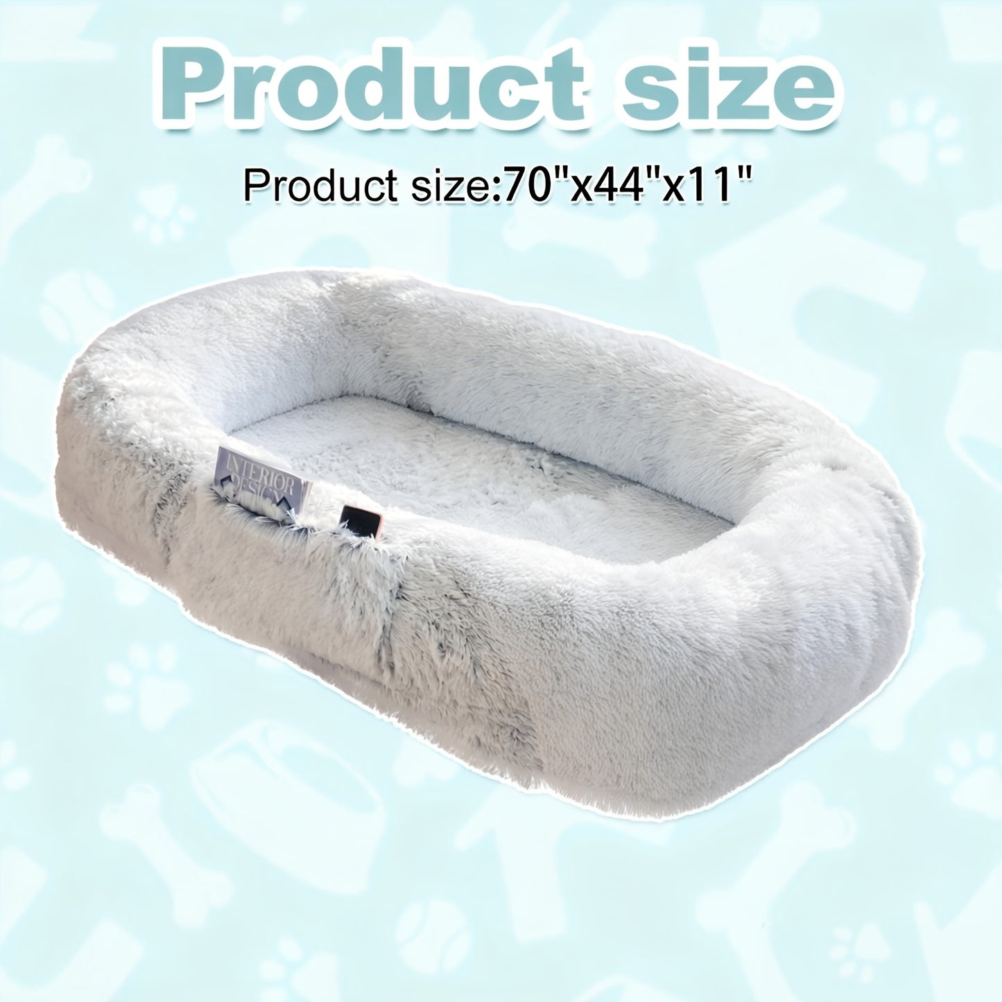 Human Dog Bed Extra Large - 70x44x11 Inch Washable Faux Fur Orthopedic Dog Bed for People & Pets, Non-Slip Giant Dog Bed with Removable Cover, Napping Lounger for Adults & Dogs in Multiple Colors